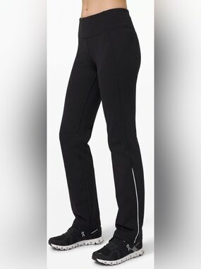 Vintage Lululemon Straight Leg Track Pants Black White Piping Size 6